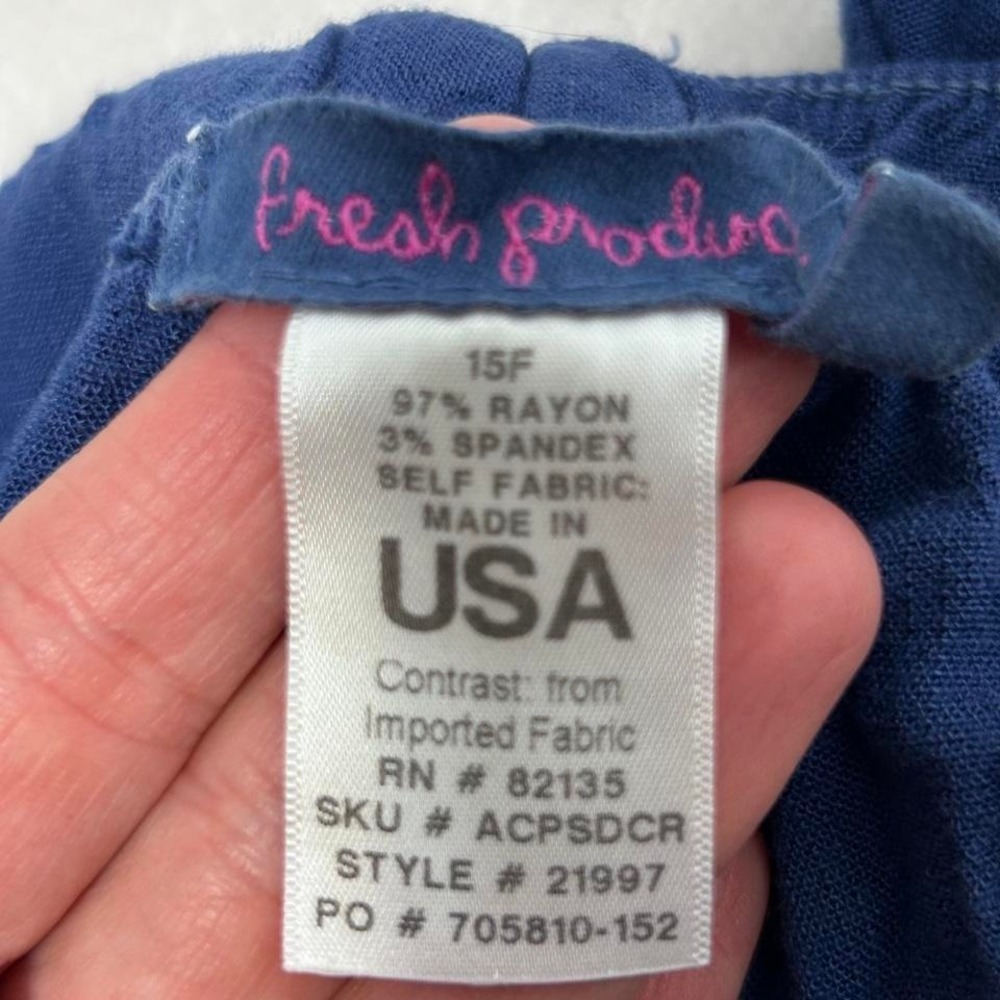 Fresh Produce Rayon Pull On Crop Wide Leg Pants Womens Size S Blue Lagenlook - Picture 5 of 5